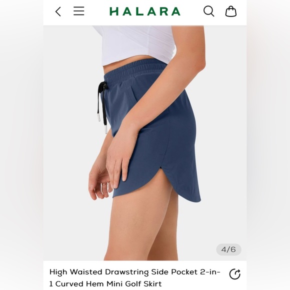 NWT High Waisted Drawstring Side Pocket 2-in-1 Curved Hem Mini Golf Skirt - Picture 4 of 10
